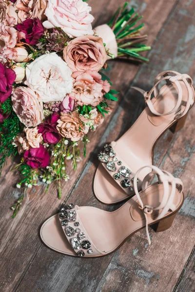 Bride shoes with jewels Stock Photo