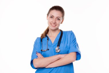 Steteskoplu güzel kadın doktor.