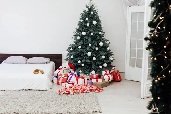 Slaapkamer Kerstversiering Kerstboom — Stockfoto