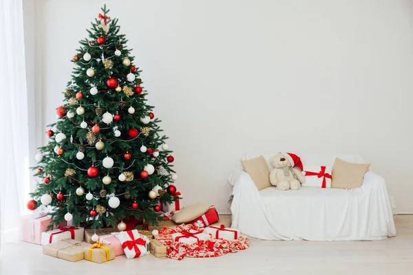 Natale Interno Albero Natale Decorazioni Vacanze Presenta — Foto Stock