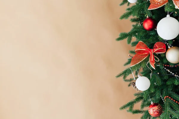 Albero di Natale rami posto per l'iscrizione cartolina di sfondo — Foto Stock