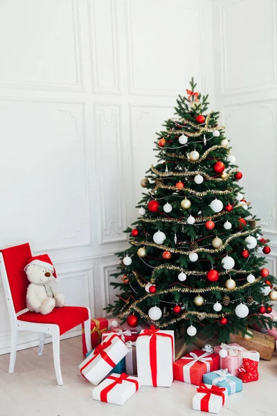 Nouvel An fond Décor d'arbre de Noël carte postale intérieure — Photo