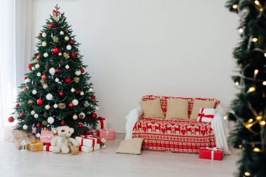 Yılbaşı arkaplan ağacı hediye dekorasyonuyla