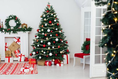 Noel evi şöminesi Noel ağacı Yeni yıl hediyeleri