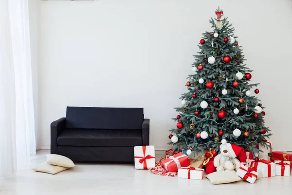 Año Nuevo Interior Casa Árbol de Navidad Decoración Regalos —  Fotos de Stock