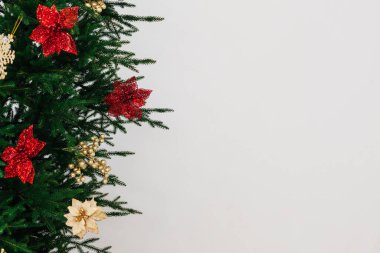 Noel ağacı çamı, hediyeler, iç dekorlar, yeni yıl.