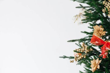 Noel ağacı dalları Yeni Yıl arkaplanı yazma yeri