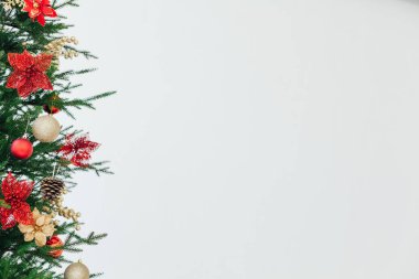 Noel ağacı dalları Yeni Yıl arkaplanı yazma yeri