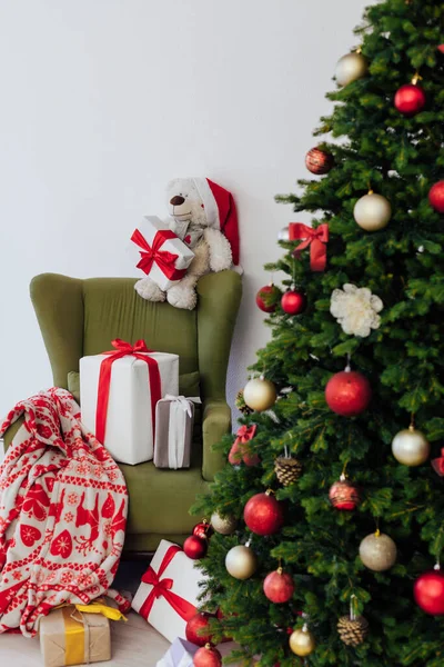 Ano Novo Casa Férias Interior Natal Árvore Decoração Presentes — Fotografia de Stock
