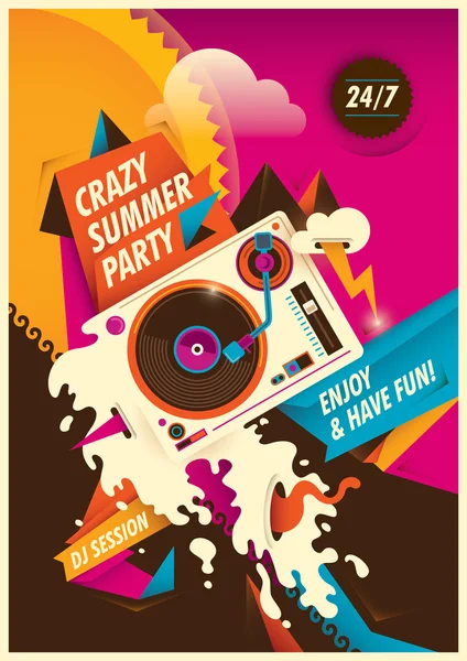 Cartel abstracto de la fiesta de verano . — Vector de stock