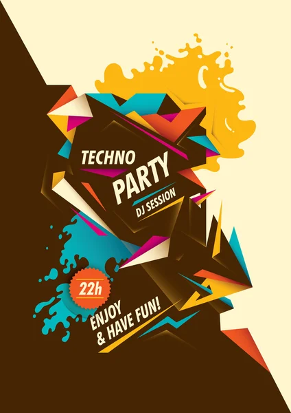 Abstract techno party poster. — 스톡 벡터