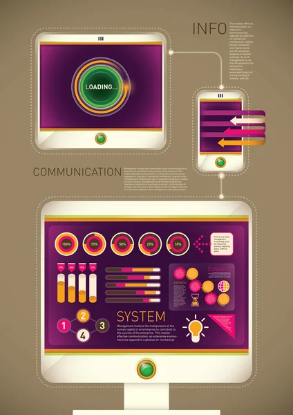 Technology background with computer and gadgets. — Stock Vector