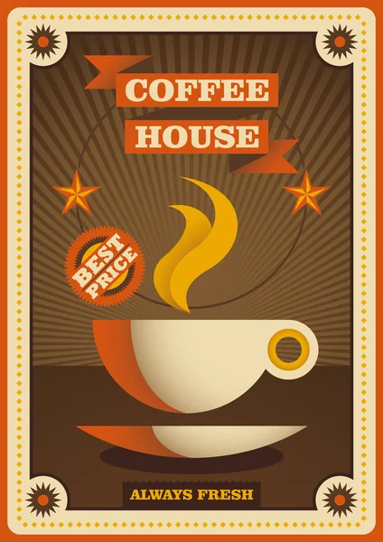 Retro koffie huis poster. — Stockvector