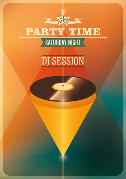 Modern party time poster with vinyl. — Stock Vector