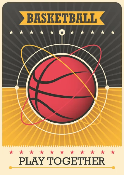 Retro-Poster mit Basketballball. — Stockvektor