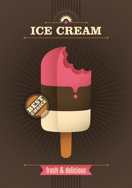 Poster gelato con design retrò . — Vettoriale Stock