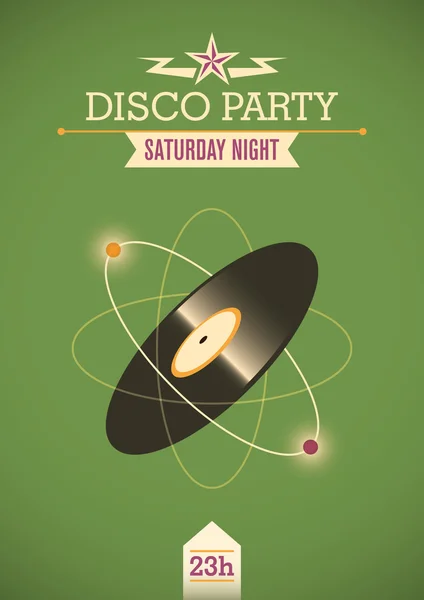 Cartaz de festa de disco com vinil . — Vetor de Stock