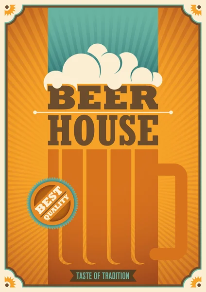 Beer house poster with retro design. — Stock Vector