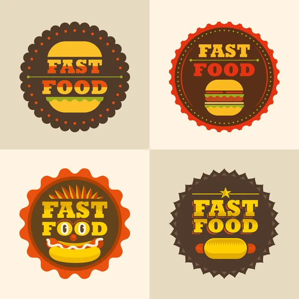 Etiquetas de comida rápida retro . — Archivo Imágenes Vectoriales
