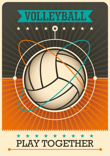 Poster de volleyball rétro design . — Image vectorielle