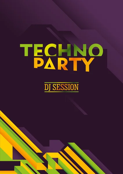 Techno party poszter design. — Stock Vector
