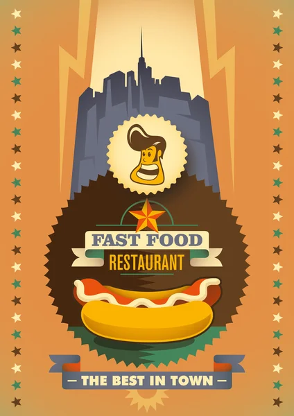 Vintage fast food restaurant poster. — Stock Vector