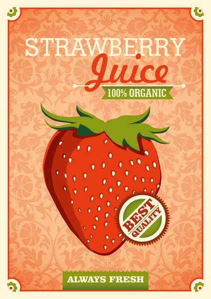 Cartaz de suco de morango vintage . — Vetor de Stock