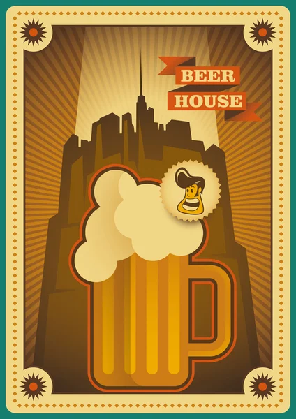 Vintage beer poster design. — Stock Vector
