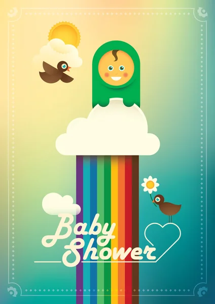 漫画的婴儿淋浴海报. — 图库矢量图片
