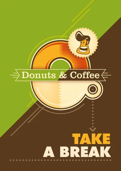 Donuts und Kaffee-Poster. — Stockvektor