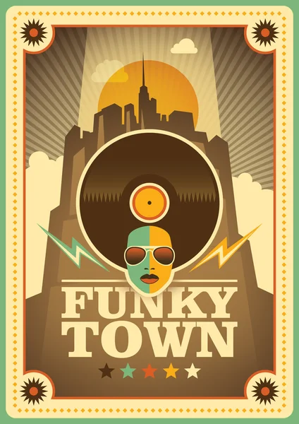 "Funky town" posteri. — Stok Vektör