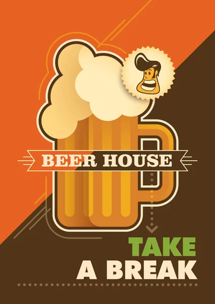 Illustrated beer house poster. — Stock Vector