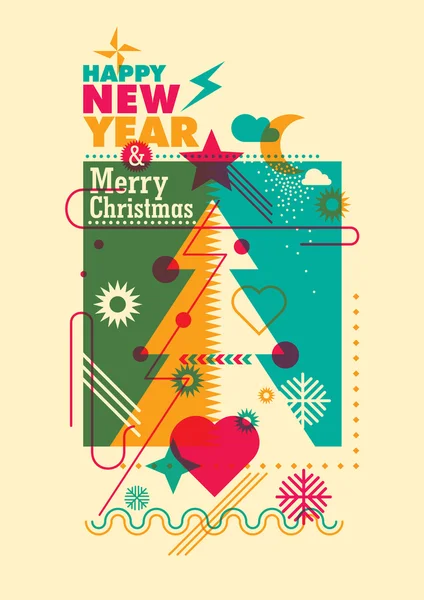 Cartel de Año Nuevo y Navidad . — Vector de stock