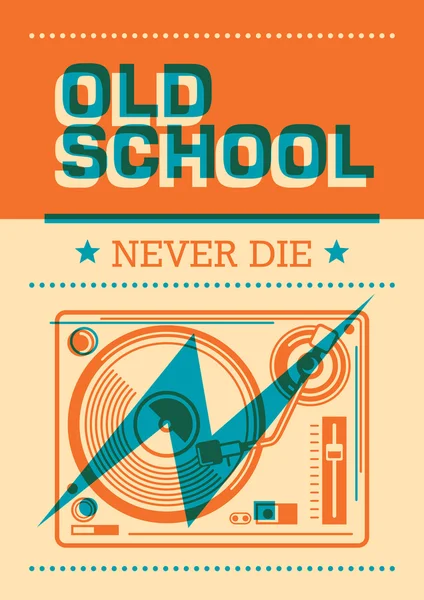 Oude school poster met draaitafel. — Stockvector