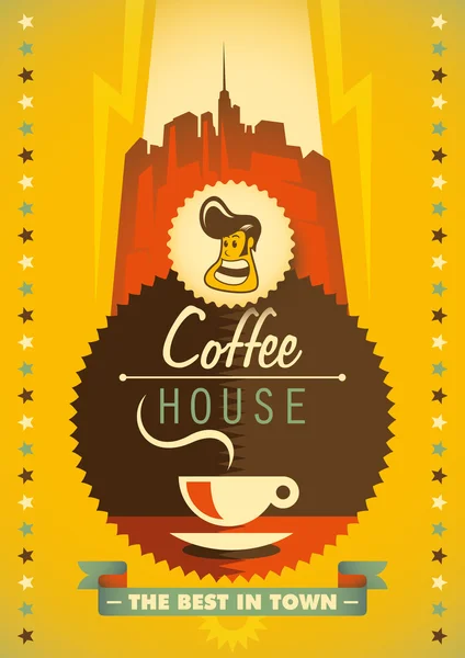 Retro koffie poster. — Stockvector