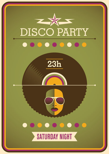 Retro disco party poster.