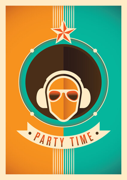 Illustrated party time poster.