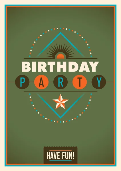 Retro narozeninový večírek plakát. — Stockový vektor