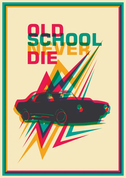 Cartel retro con coche . — Vector de stock