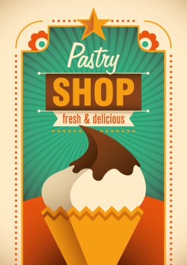 Colorful pastry shop poster.  clipart