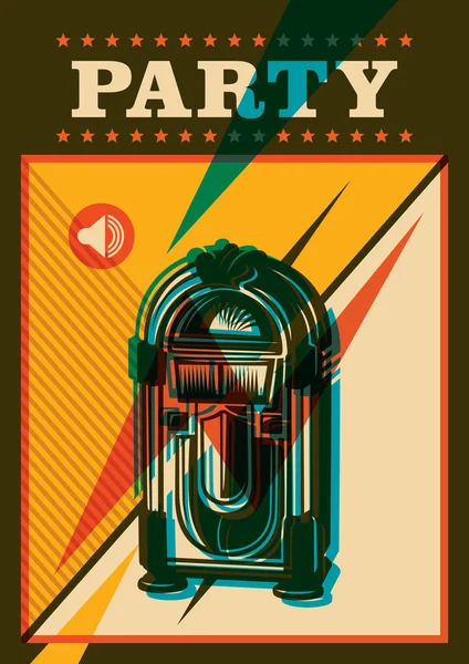 Partij poster met jukebox. — Stockvector