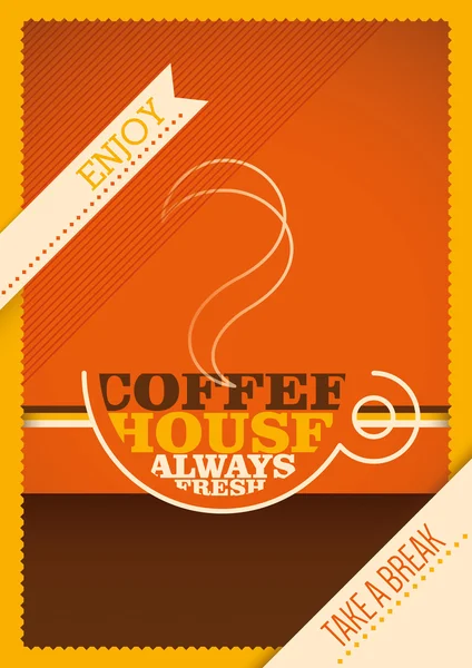 Koffiepauze poster in kleur. — Stockvector
