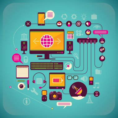 İletişim teknolojileri illüstrasyon.