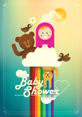 Komik bebek duş illüstrasyon renk.