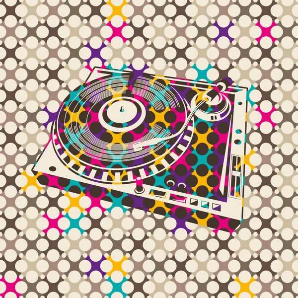 Colorful background with turntable. — Stock Vector