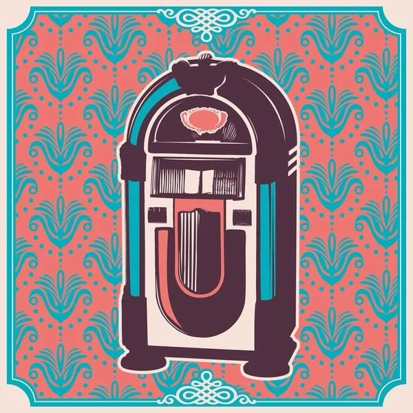 Ilustración vintage con jukebox . — Archivo Imágenes Vectoriales
