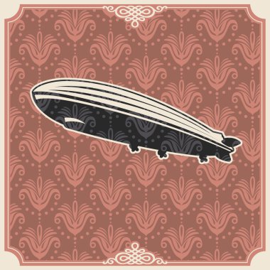 Vintage background with zeppelin. clipart