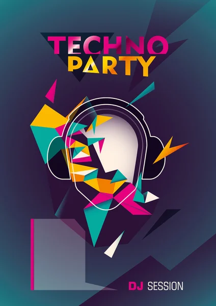 Techno κόμμα αφίσα με άντληση. — Διανυσματικό Αρχείο