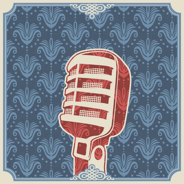 Fondo vintage con micrófono antiguo . — Vector de stock