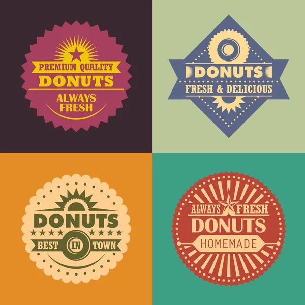 Set of retro donuts labels. — Stock Vector
